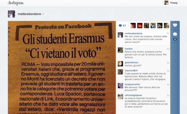 Bordone su diritto di voto per Erasmus